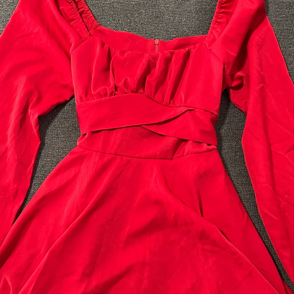 Red form fitting Bow Dress